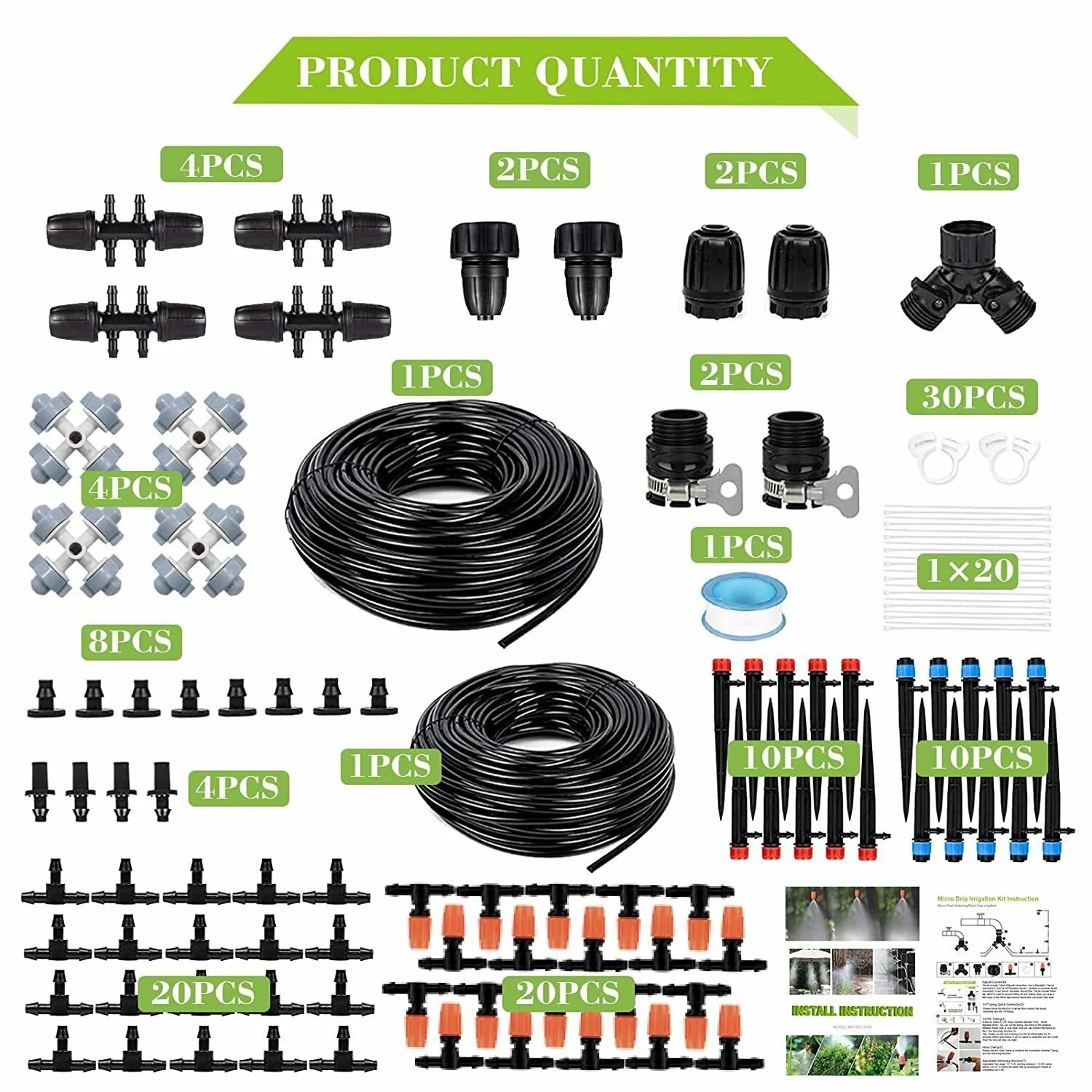 40m DIY Garden Watering Irrigation Kit Flowering Lawn Drip Irrigation Spinkler Greenhouse Planting