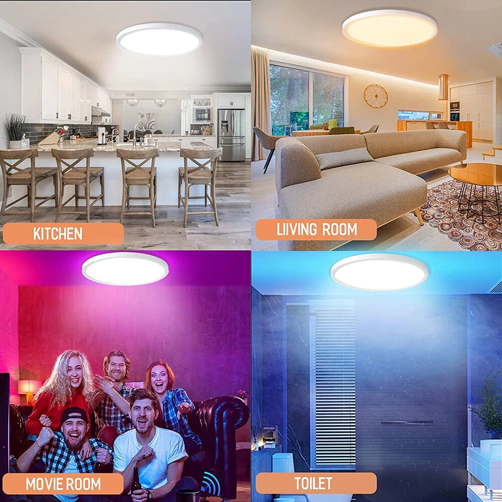 36W 40cm Smart LED Ceiling Light Dimmable 2700K~6500K With RGB Ambient Light Works with Alexa Google Home for Bedroom Living Room