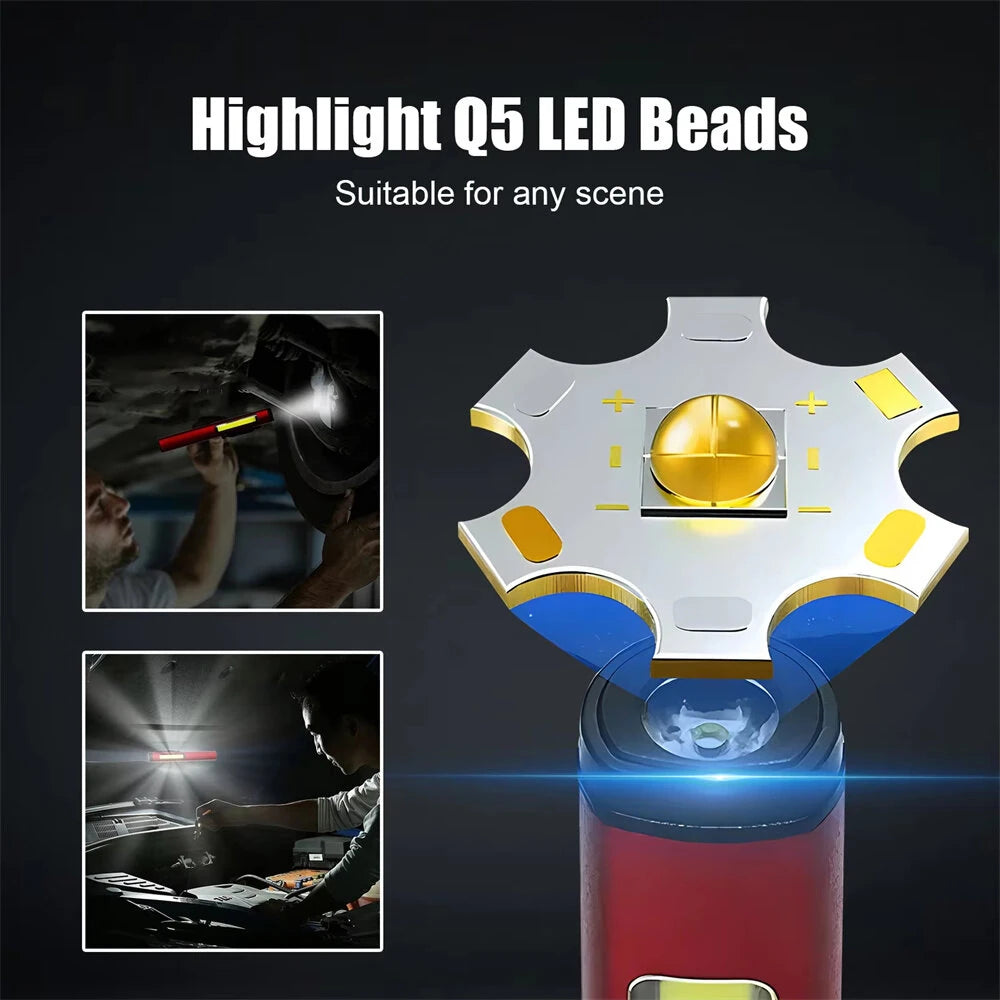 Bikight Magnetic LED Work Flashlight Pen Light USB Rechargeable Emergency Mini Torch Super Bright Outdoor Camping COB Pocket Lamp