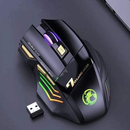 Wireless Gaming Mouse USB IMICE GW-X7 3200DPI Wired/Dual Mode BT+2.4G Rechargeable 7 Keys Silent Mouse 7-color Breathing LED