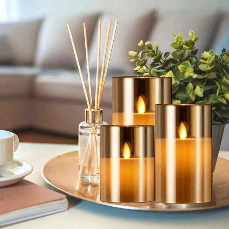 3Pack LED Battery Operated Decorative Light Remote Control Flameless Candles for Bedroom and Party