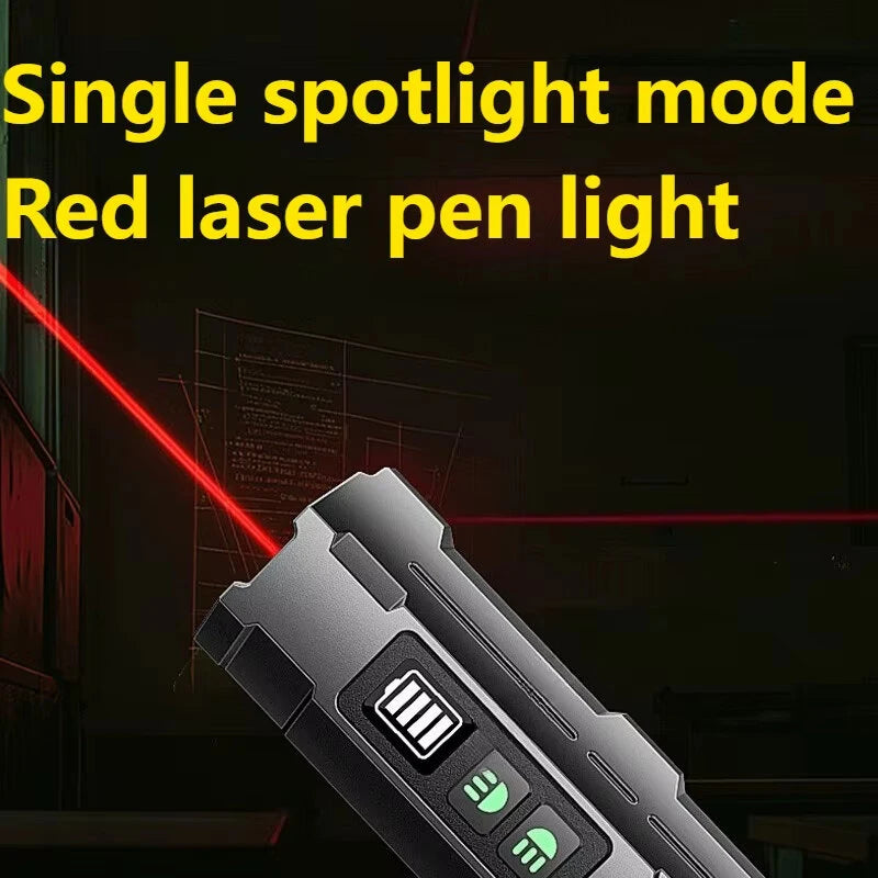 BIKIGHT LY-908 Multifunctional Aluminum Alloy Flashlight with RGB Side Lights Red LEP Pointer 3000mAh Magnetic Tail Type-C Rechargeable Smart Display for Outdoor Camping Emergency Lamps