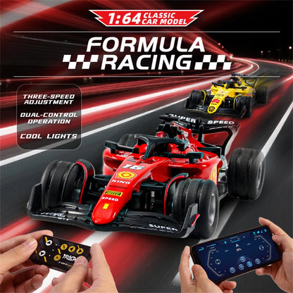 TRASPED HG4-234 RTR 1/64 2.4G Mini RC Car F1 Formula Racing Alloy Shell Three Speed Support App Remote Control LED Light Highly Simulated Classic Desktop Vehicles Models Toys Collection Gift for Children