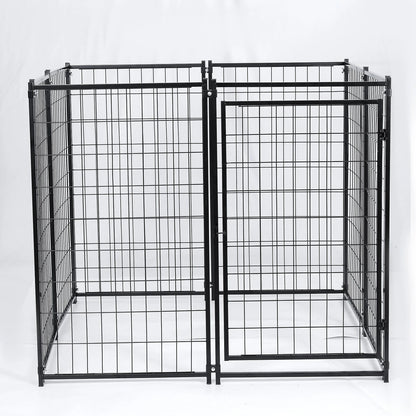 PawGiant Large Dog Kennel Outdoor Dog House with Roof 4ft x 4.2ft x 4.45ft Heavy Duty Metal for Large to Small Dog, Outside Dog Kennel Pet Crate Cage Playpen with UV-Proof Waterproof Cover