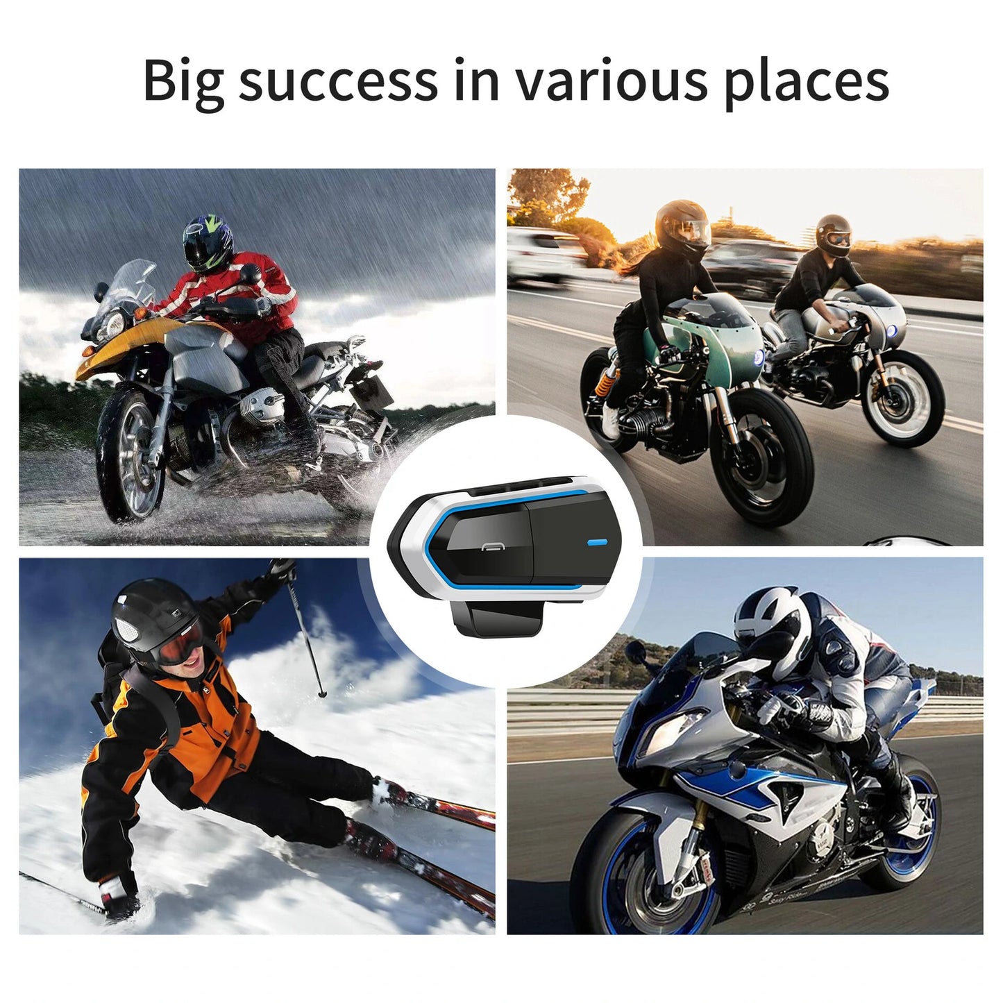 QTB35 Motorcycle Bluetooth Helmet Headset Wireless Music Headphone Over-ear Stereo Headset V5.0 Waterproof