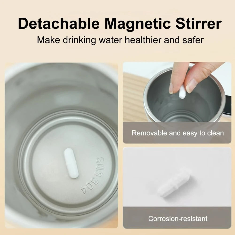 380ML Smart Magnetic Stirring Cup w/LCD & Temperature Detection Self-stirring Coffee Mug Magnetic Stirring Cup Rechargeable Automatic Mixing Cup for Coffee Tea Hot Chocolate