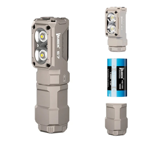WUBEN E7 2in1 1800 Lumens LED Headlamp Rechargeable Flashlight 18350 18650 Battery Compact EDC Min Torch  Magnetic Tail Work Lamp Waterproof Headlight For Outdoor Camping Running Hiking Fishing