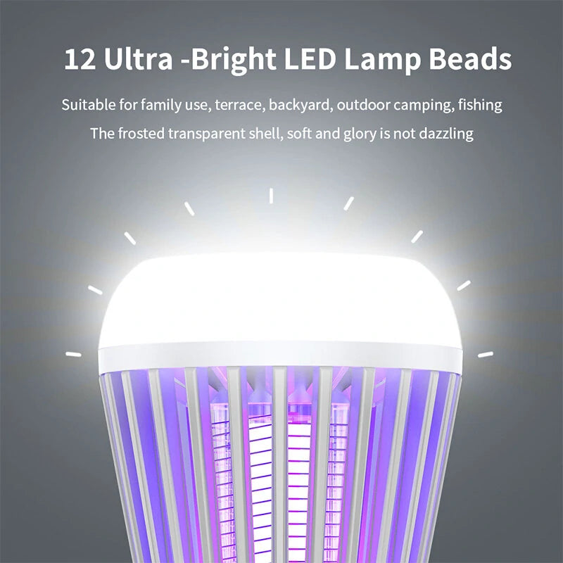 AGSIVO Cordless LED Digital Display Electric Mosquito Bug Zapper Mosquito Killing Lamp Fly Trap Camp Lamp with Rechargeable Battery for Indoor and Outdoor