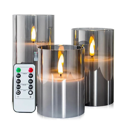3Pack LED Battery Operated Decorative Light Remote Control Flameless Candles for Bedroom and Party