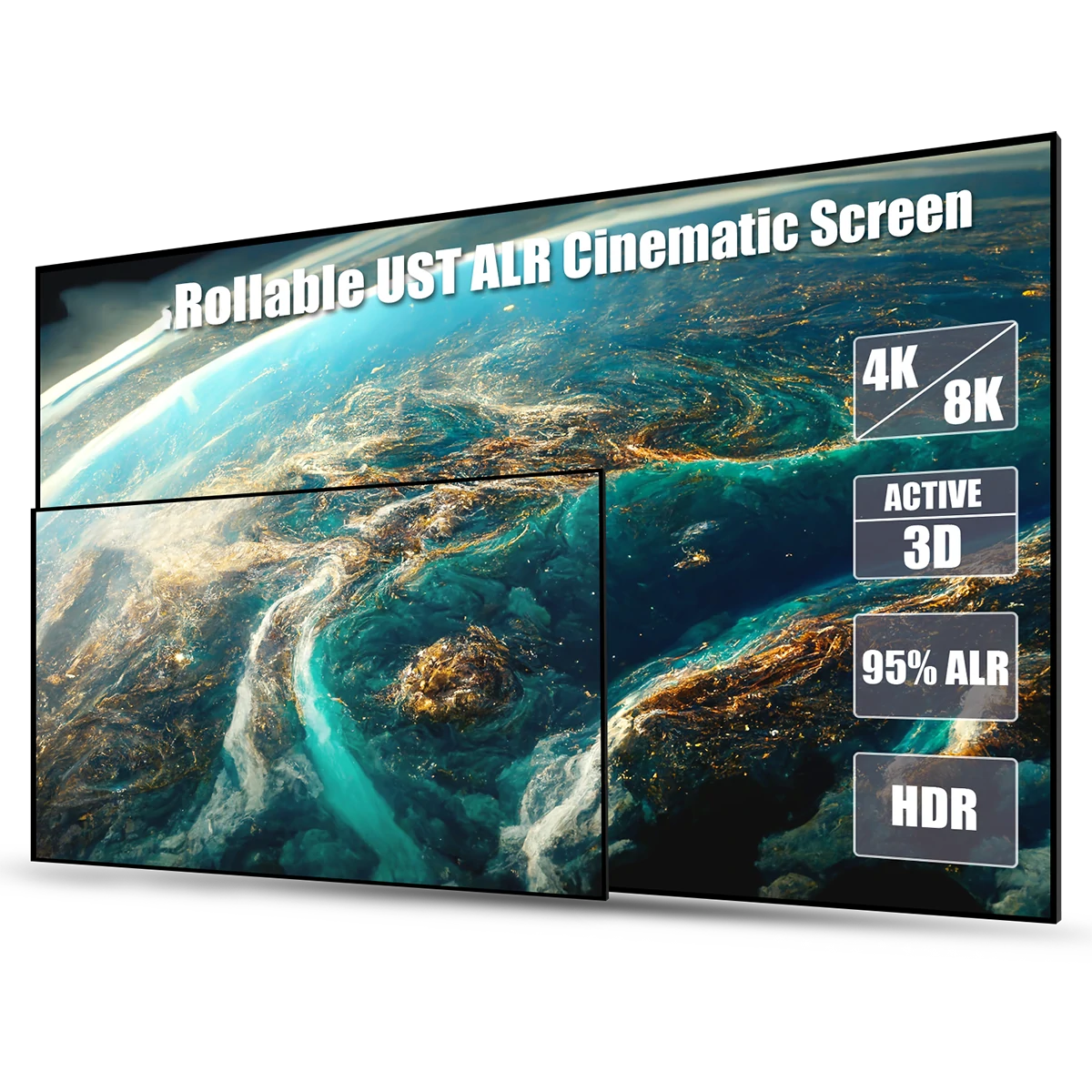 AWOL 120Inch ALR Projector Cinematic Screen UST 16:9 170 Viewing Angle Ambient 95% Ceiling Light Giant Cinema Screen