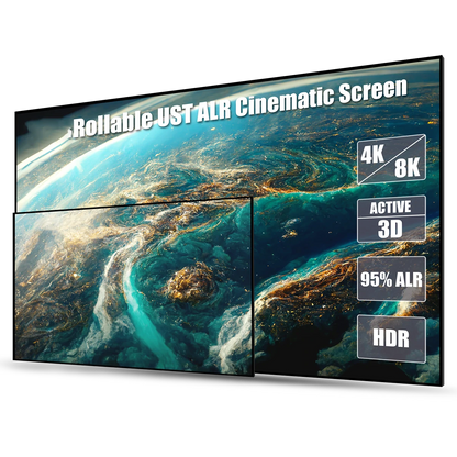 AWOL 120Inch ALR Projector Cinematic Screen UST 16:9 170 Viewing Angle Ambient 95% Ceiling Light Giant Cinema Screen