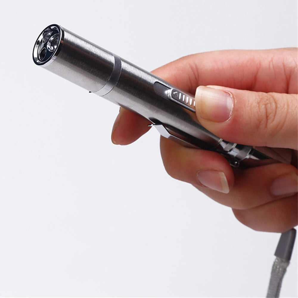 3-in-1 Red Light Cat Teaser Stick + White Light Mini Torch + UV Flashlight, USB Rechargeable Detecting Mini Pointer Pen Light