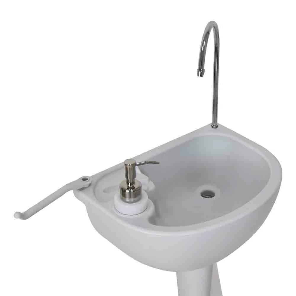 [EU Direct] CALTER 19L Portable Camping Sink Water Tank Outdoor Basin Stand with Towel Holder Soap Dispenser Hand Wash Foot Operated Free Standing Units for Indoor Events, Gatherings Sink Hand Wash Sink Portable for Garden Outdoor Events, C-CHEM-SINK