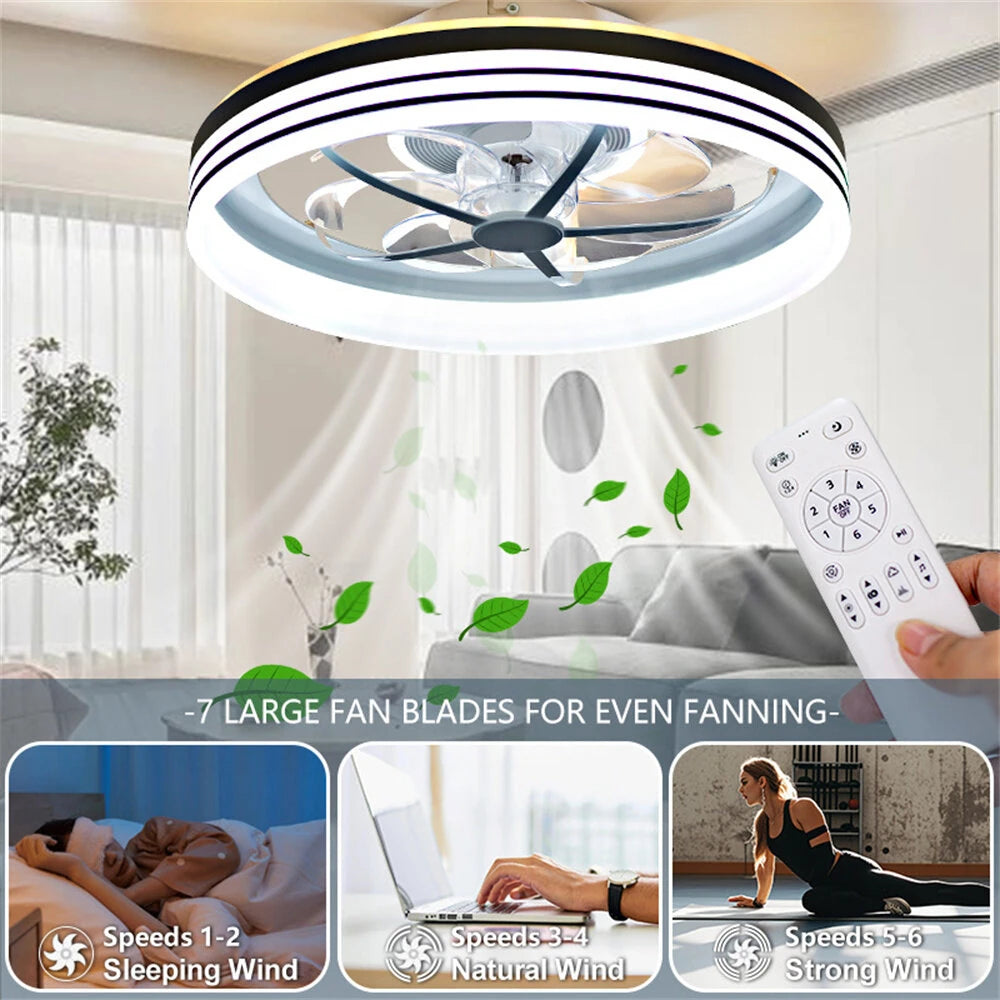 [EU Direct] Elfeland 50CM 93W LED Smart Ceiling Fan Light With 6 Wind Speeds Dimmable CCT 2700K~6500K Music Sync RGB Music Ceiling Lamp Fan APP & Remote Control