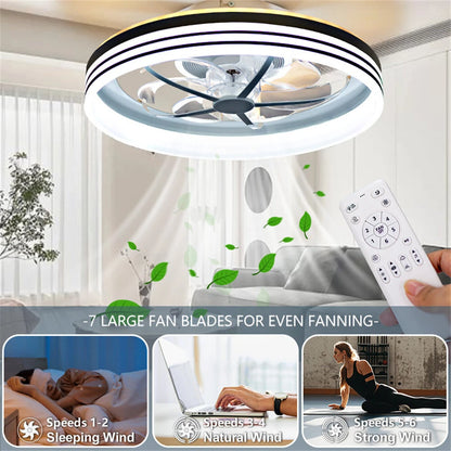 [EU Direct] Elfeland 50CM 93W LED Smart Ceiling Fan Light With 6 Wind Speeds Dimmable CCT 2700K~6500K Music Sync RGB Music Ceiling Lamp Fan APP & Remote Control