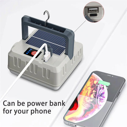 Solar Camping Lantern Flashlights USB Rechargeable Hanging Power Bank Waterproof Lights for Camping Hurricanes Emergency Power Outages Indoor Outdoor