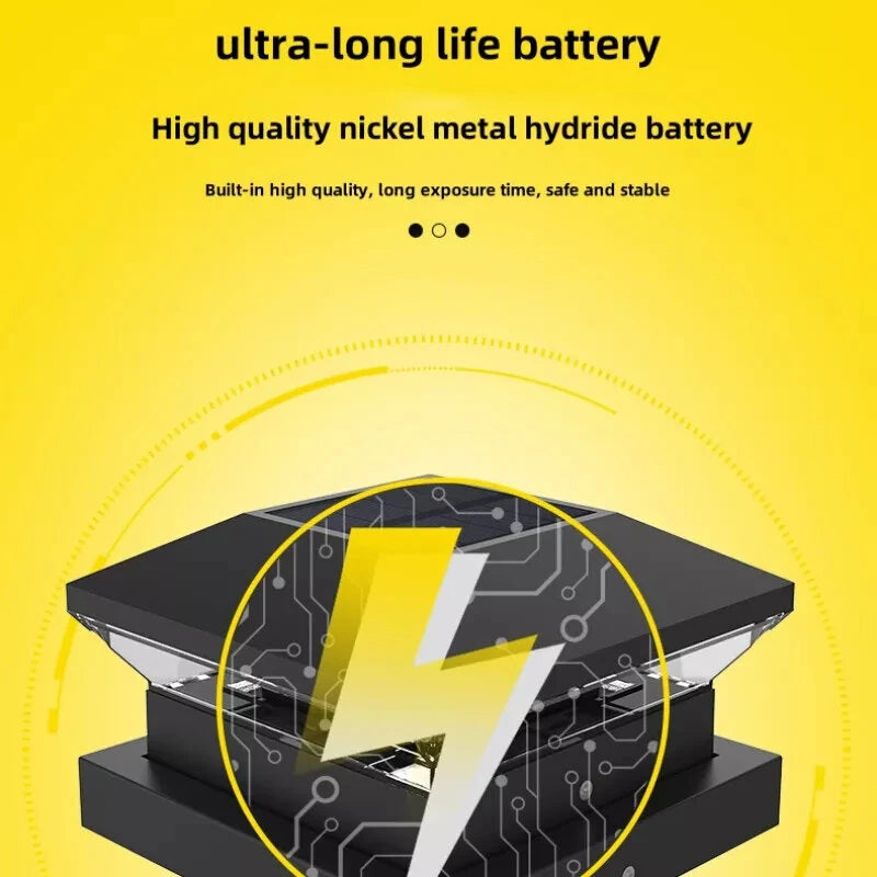 LED Solar Post Light 3000K+6000K Outdoor Transparent Garden Fence Villa Gate Post Lamp Courtyard Wall Lace Column Lamp  IP65 Waterproof