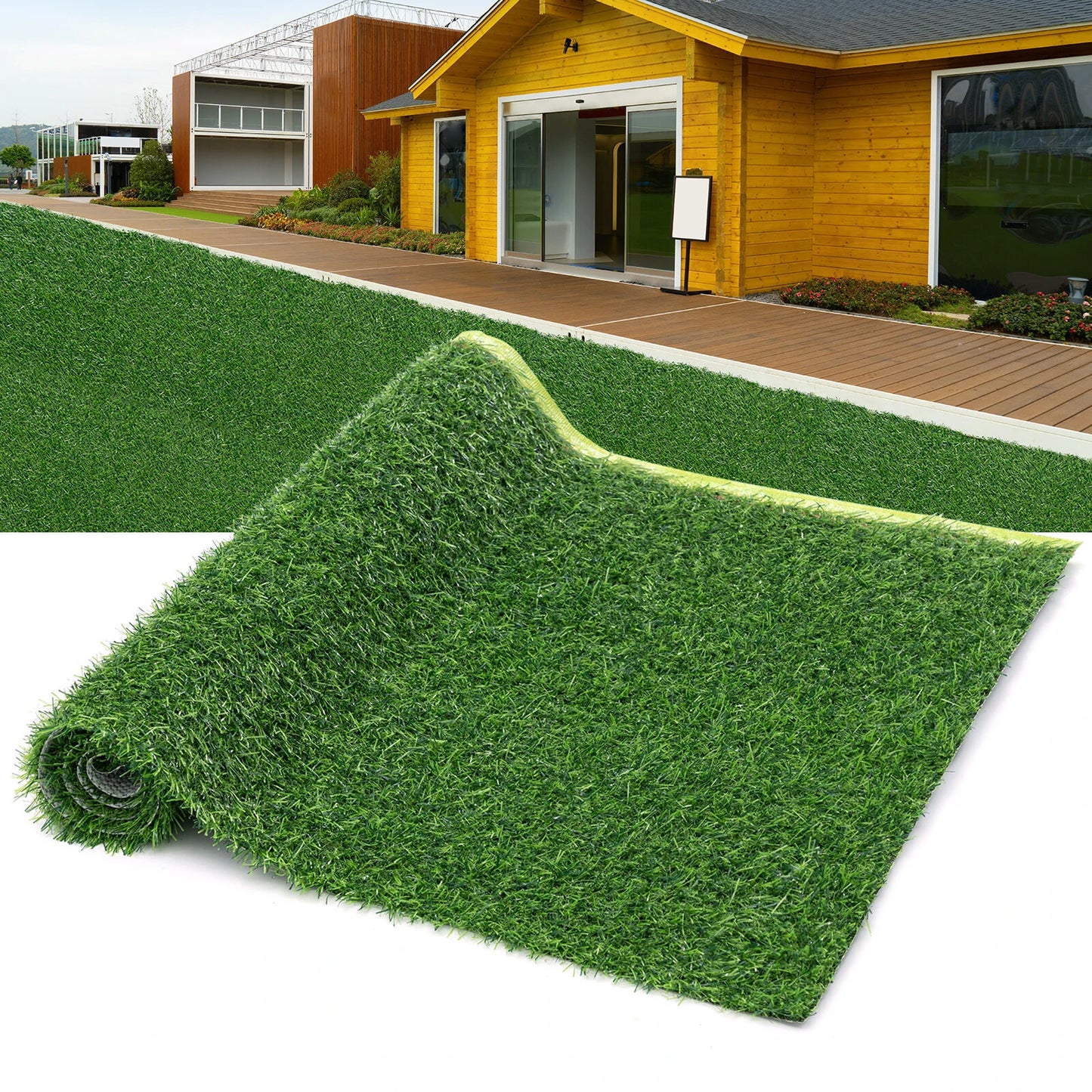 Artificial Grass Turf Spring Grass Realistic Artificial Grass Rug 20mm Height Natural Looking Grass Mat TPR Back for Garden Lawn Landscape Indoor Outdoor