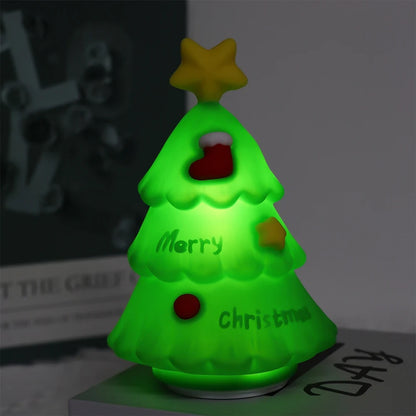 Christmas Tree Style Night Light Holiday Decorations Cute Silicone Lamp Lovely Pat Light Gift for Kids Warm Soft Bedside Home Decoration