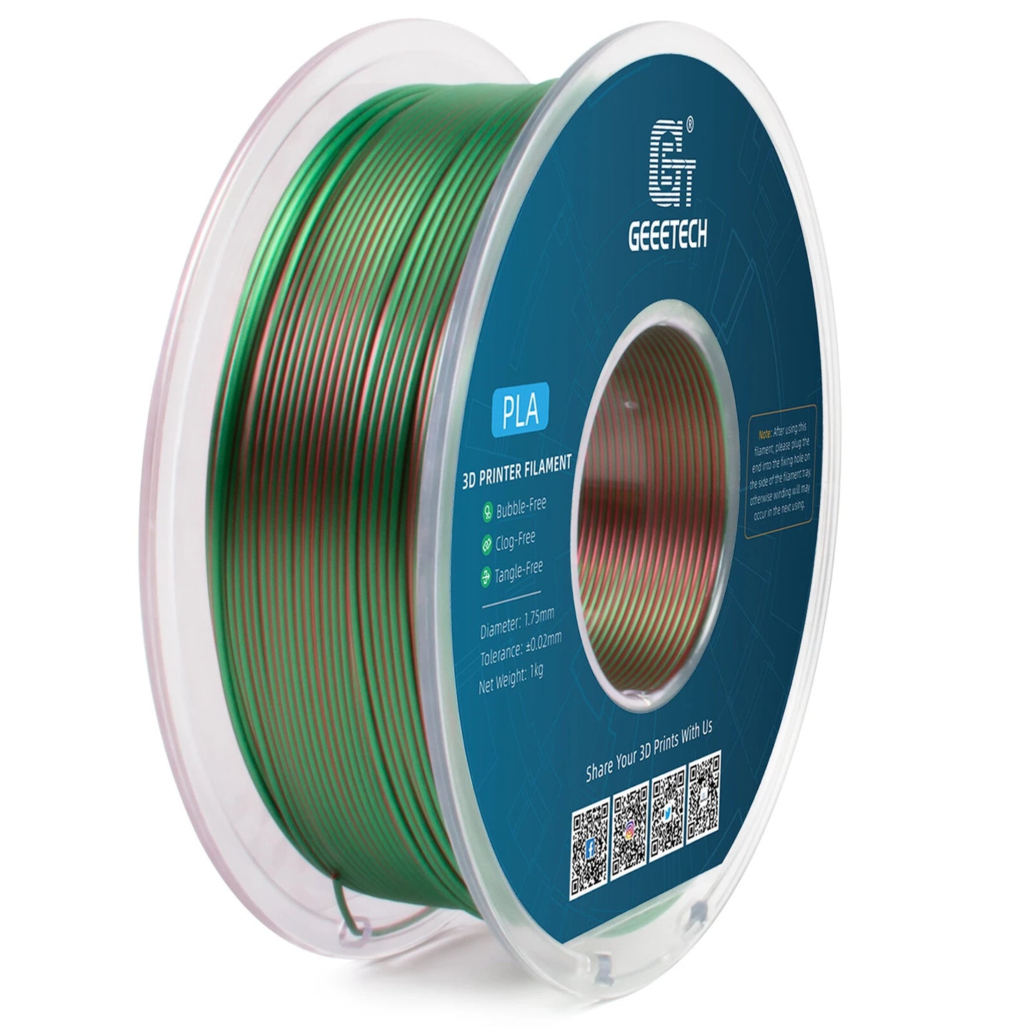 [EU/UK Direct]Geeetech Silk PLA 3D Printer Filament 1.75mm 1kg Dual Colors No Clogs No Bubbles High Gloss Wide Compatibility