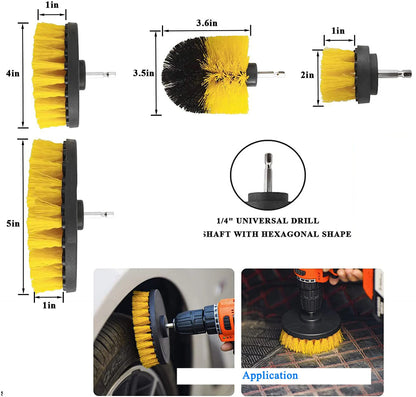 16PC/set Attachable Electric Drill Brushes for Cleaning Pool Tile Flooring Brick Ceramic Marble Grout Bathroom Car