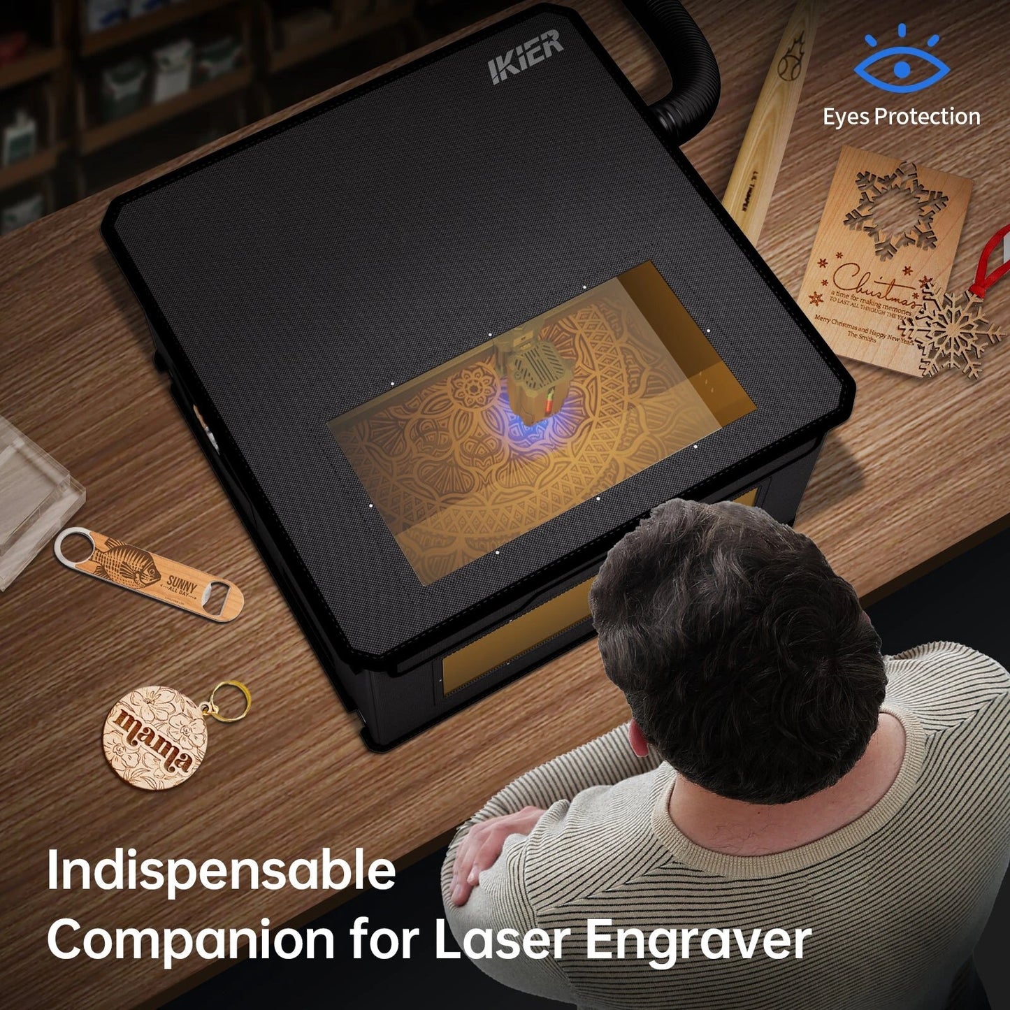 iKier E1 Laser Engraver Protective Cover Enclosure Foldable Dust-Proof Cover for All Brand Laser Engraver Eye Protection nsulates Against Noise Fumes and Odors