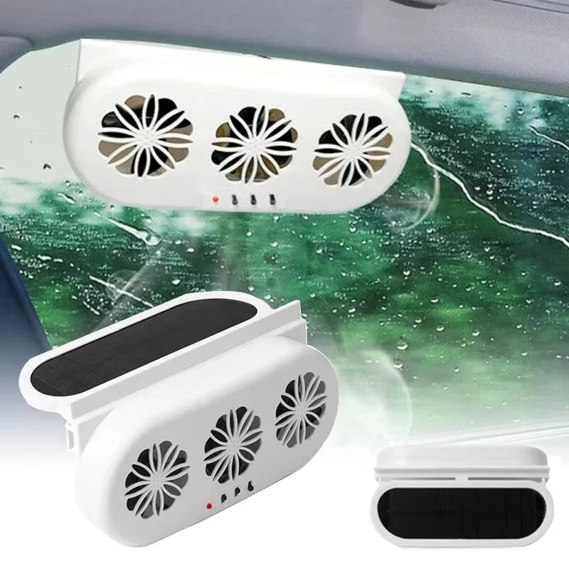 Solar-Powered Car Vent Fan 3 Head Car Exhaust Fan Electric Cooling Fan USB Charging Window Ventilator Front Rear Seat Purifiers Radiator