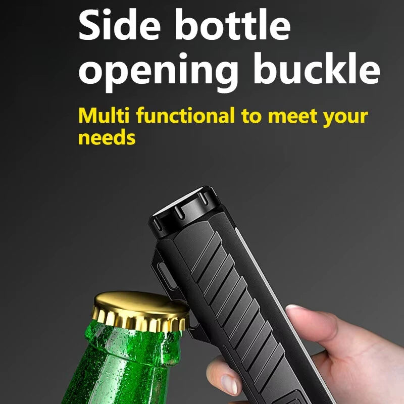 BIKIGHT LY-908 Multifunctional Aluminum Alloy Flashlight with RGB Side Lights Red LEP Pointer 3000mAh Magnetic Tail Type-C Rechargeable Smart Display for Outdoor Camping Emergency Lamps