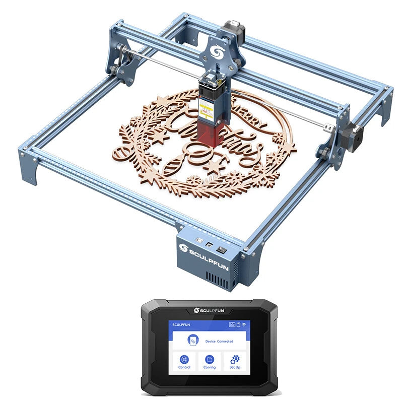 [EU Direct]SCULPFUN S9 Pro 10W Laser Engraving Machine Optional Bundle with TS1 3.5-inch Laser Engraver Touchscreen or RA Pro Max 4 in 1 Rotary Chuck Laser Engraver Y-axis Multi-Function Engraving Module  for DIY Engraving Cutting