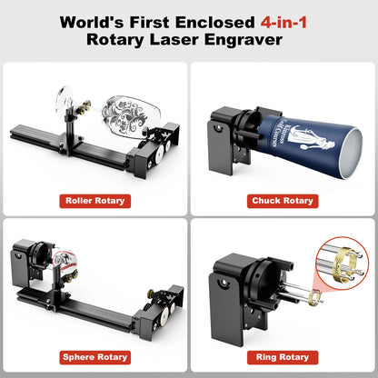 [EU Direct]TWO TREES TS5 4-in-1 Rotary Laser Engraver 10,000 mm/min Engraving Speed Eye Protaction Enclosed Design Laser Machine for Cups Rings Balls