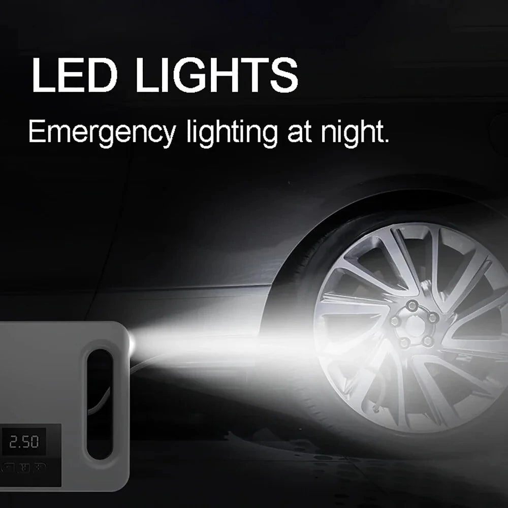 120W 12V Portable Corded Car Air Inflator Pump with LED Lighting  Automatic Tire Pumping with Intelligent Digital Display