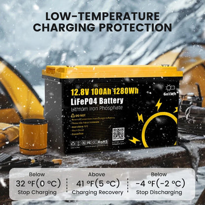 Gokwh 12V 100AH LiFePO4 Lithium Battery 1280Wh Energy Storage Box Battery Pack Series Built-in Smart bluetooth  BMS