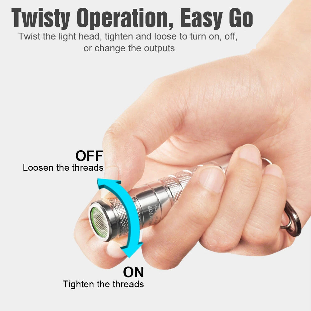 Lumintop Silver Fox 2.0 760LM EDC LED Keychain Flashlight with 14500 USB-C Charging Battery, Powerful Magnetic Tail Mini Torch Outdoor Camping Pocket Light