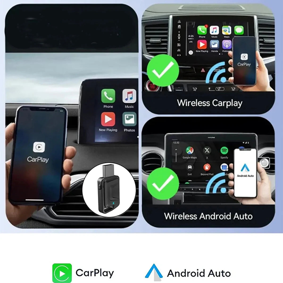 iMars Wired To Wireless Carplay Converter 4.2 Bluetooth Wireless CarPlay Adapter 2.4GHz+5.8GHz Dual-Band Low Latency Plug & Play Supports OTA Upgrades
