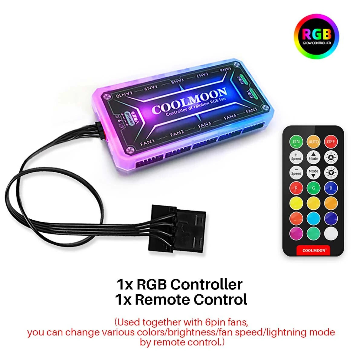 120mm Computer PC Cooler Cooling Fan RGB LED Multicolor-mode Quiet Chassis Fan With Controller