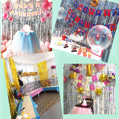 1 x 2M Metallic Foil Fringe Door Curtains Party/Christmas/Birthday/Wedding Photo Booth Props Backdrop Decor
