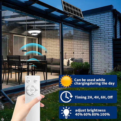 228LED Motion Sensor Solar Pendant Light Outdoor Waterproof with Remote Control 3 Modes Garden Light