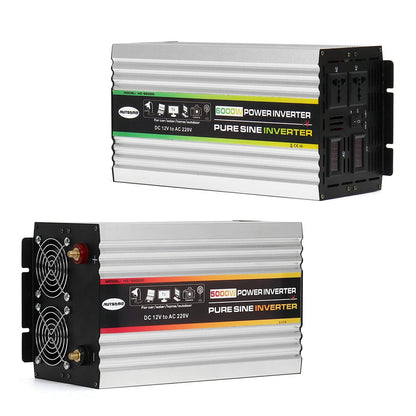 AUTSOME 12V to 220V Converter Pure Sine Wave Power Inverter Dual LCD Digital Display 2 Sockets Multiple Protection Functions