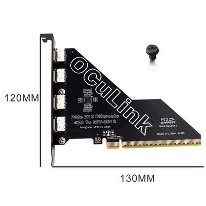 PH492-4W PCIe4 0 X16 to Oculink SFF-8612 Extension Card 4 Port Bifurcation Support for U.2 SSD External GPU High Bandwidth 64Gbps PCIe Gen4 Expansion Card