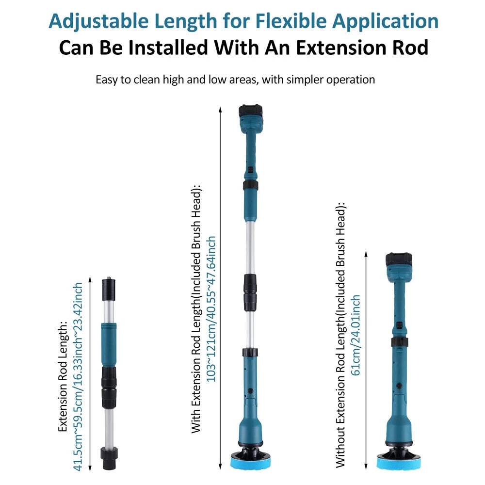 Electric Cleaning Brush 350W 10000mAh Battery 600/1000RPM IPX7 Waterproof with 8 Interchangeable Heads and Extendable Shaft for Bathroom Kitchen Car Cleaning