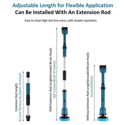 Electric Cleaning Brush 350W 10000mAh Battery 600/1000RPM IPX7 Waterproof with 8 Interchangeable Heads and Extendable Shaft for Bathroom Kitchen Car Cleaning