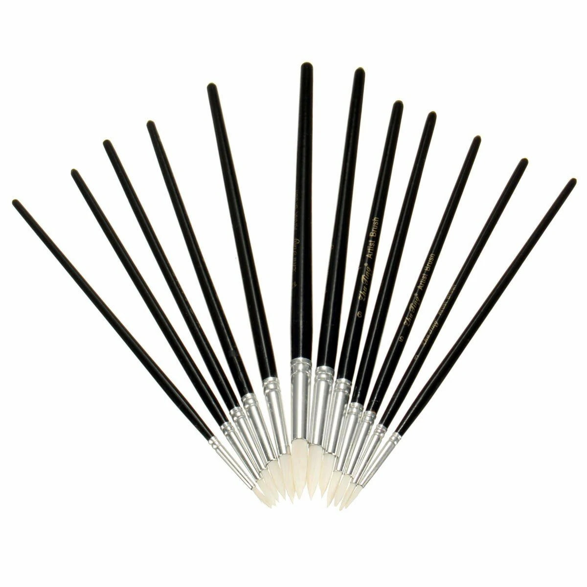 12 Pcs/Lot Paint Brush Different Size Black Short Rod White Nylon Hair Oil Painting Brushes Watercolor Acrylic Art Drawing Brush Tools