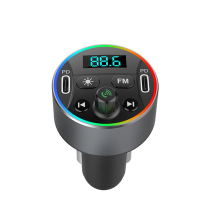 T69 bluetooth V5.0 FM Transmitter Dual 20W PD Car Charger 9 Colors Backlit Light Digital Display Hands-free Calls Voice Control MP3 Music Player Car Kit