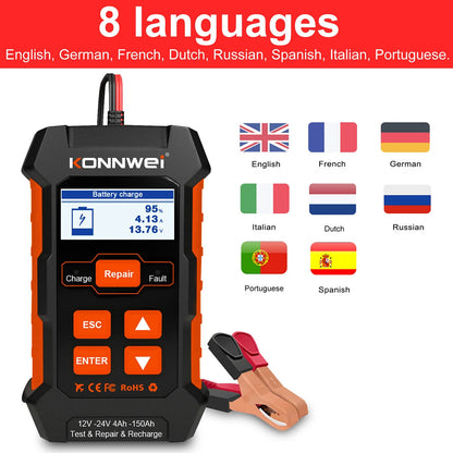 KONNWEI KW520 12V 24V Professional Car Battery Charger Repairer Diagnostic Tool Tester 3 In 1 EU Plug