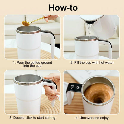 380ML Smart Magnetic Stirring Cup w/LCD & Temperature Detection Self-stirring Coffee Mug Magnetic Stirring Cup Rechargeable Automatic Mixing Cup for Coffee Tea Hot Chocolate