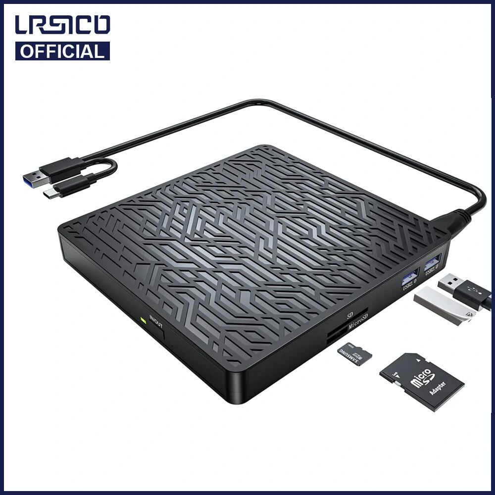 External CD DVD Drive USB 3.0 Type-C CD DVD Writer With SD/TF USB Slots Optical Drive CD DVD Drives For Mac Laptop