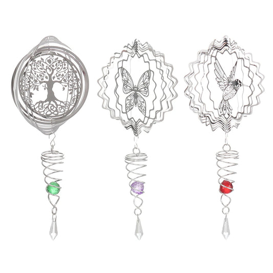 3D Metal Wind Spinner Stainless Steel Rotating Metal Chimes Animal Pattern Stereo Wind Chime Rotary Pendant For Home Decoration