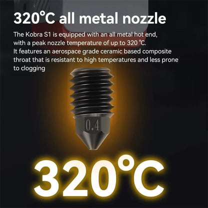 Anycubic Kobra S1 Upgrade Hotend Kit 320C High Temperature 600mm/s Print Speed 20000mm/s Acceleration Hardened Steel Nozzle for High Speed 3D Printing