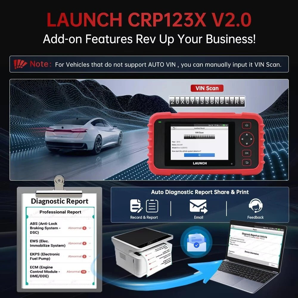 LAUNCH CRP123X V2.0 Car OBD2 Diagnostic Tools OBD II Scanner Engine ABS Airbag SRS AT Code Reader Free Update Automotive Tools
