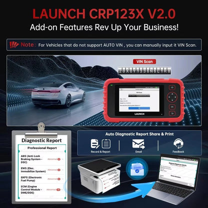LAUNCH CRP123X V2.0 Car OBD2 Diagnostic Tools OBD II Scanner Engine ABS Airbag SRS AT Code Reader Free Update Automotive Tools